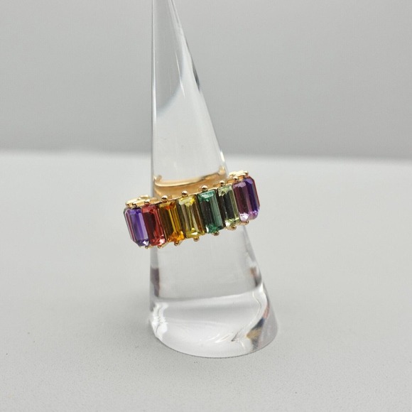 Sugarfix Baublebar Ring Cocktail Rainbow Multicolor Crystal Eternity Band Size 8 - Picture 5 of 12